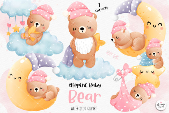 Download Sleeping Baby Bear Clipart, Baby Girl - Bear clipart Collection