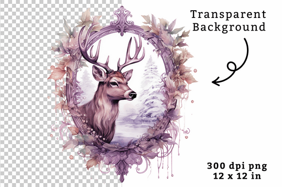 Download Vintage Watercolor Reindeer Clipart PNG - Reindeer Collection