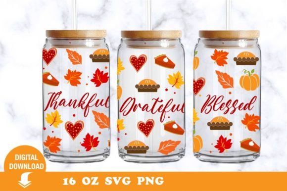 Download Thankful Grateful Blessed Glass Can - Premium Resources
