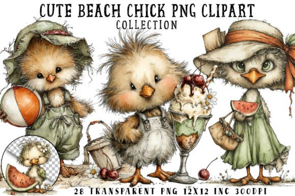 Download Cute Beach Chick PNG Clipart - Chick Collection
